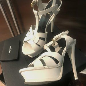 Saint Laurent Size 381/2 WhiteSandal Heel %inches